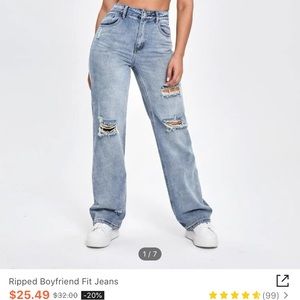 SHEIN Ripped Boyfriend Fit Jeans
